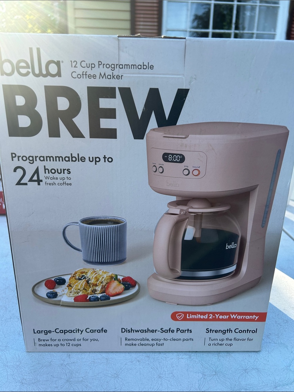Abella 12-Cup Programmable Coffee Maker in Light Pink